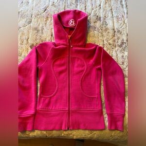 LuluLemon full zip hot pink scuba hoodie size 6(?)